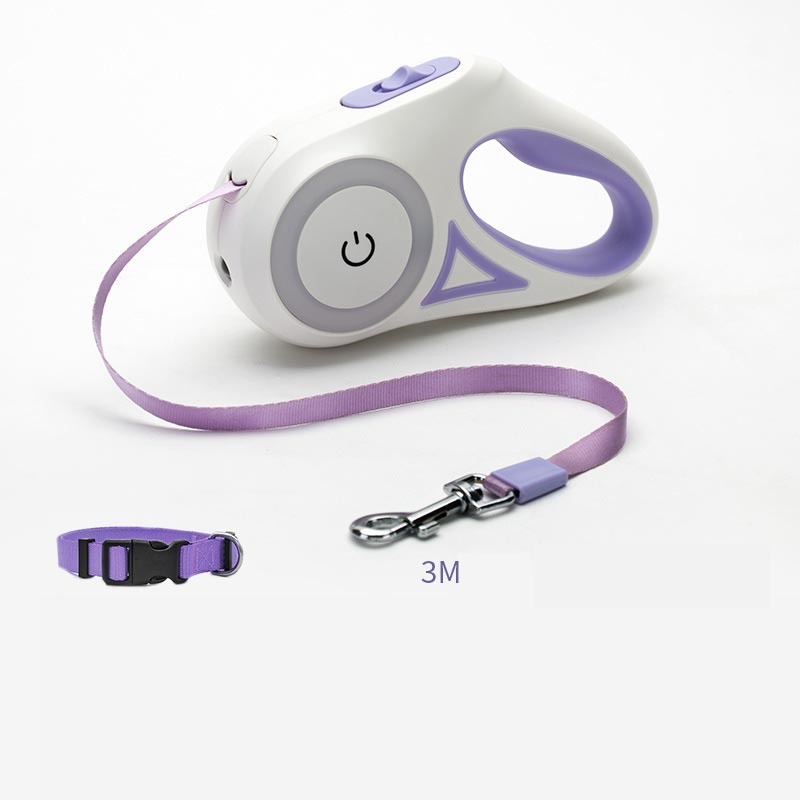 Retractable Dog Leash with Collar & Light