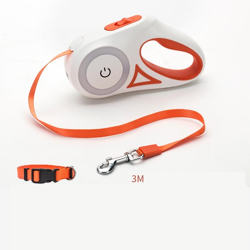 Retractable Dog Leash with Collar & Light