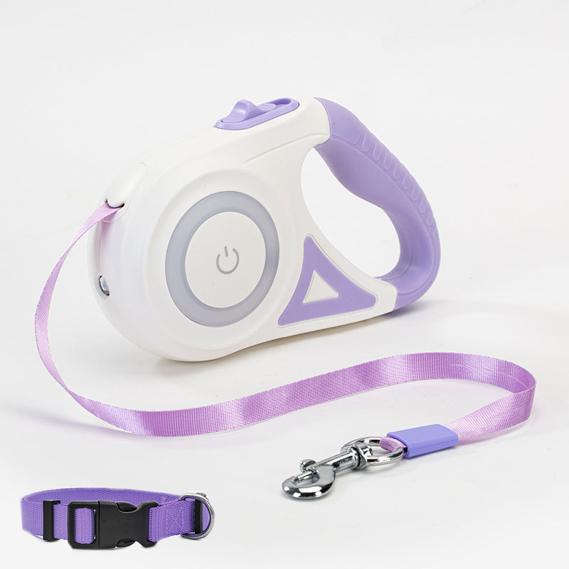 Retractable Dog Leash with Collar & Light